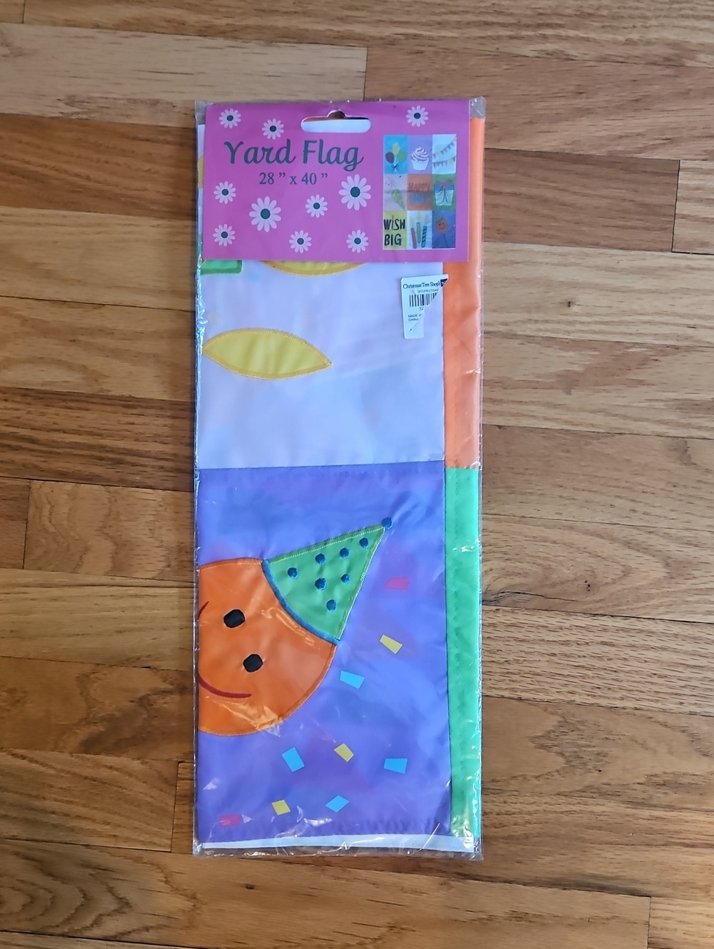 Yard Flag - Colorful Party Face Design in Orange, Purple, Green